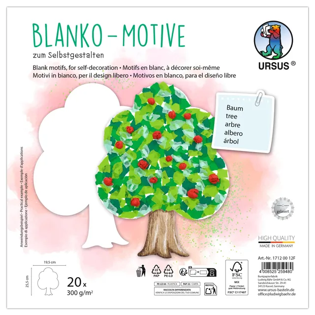 ursus-1712-00-12f-blanko-motive-baum-20-st-ck-fotokarton-300-g-m-23-x-23-cm image 1