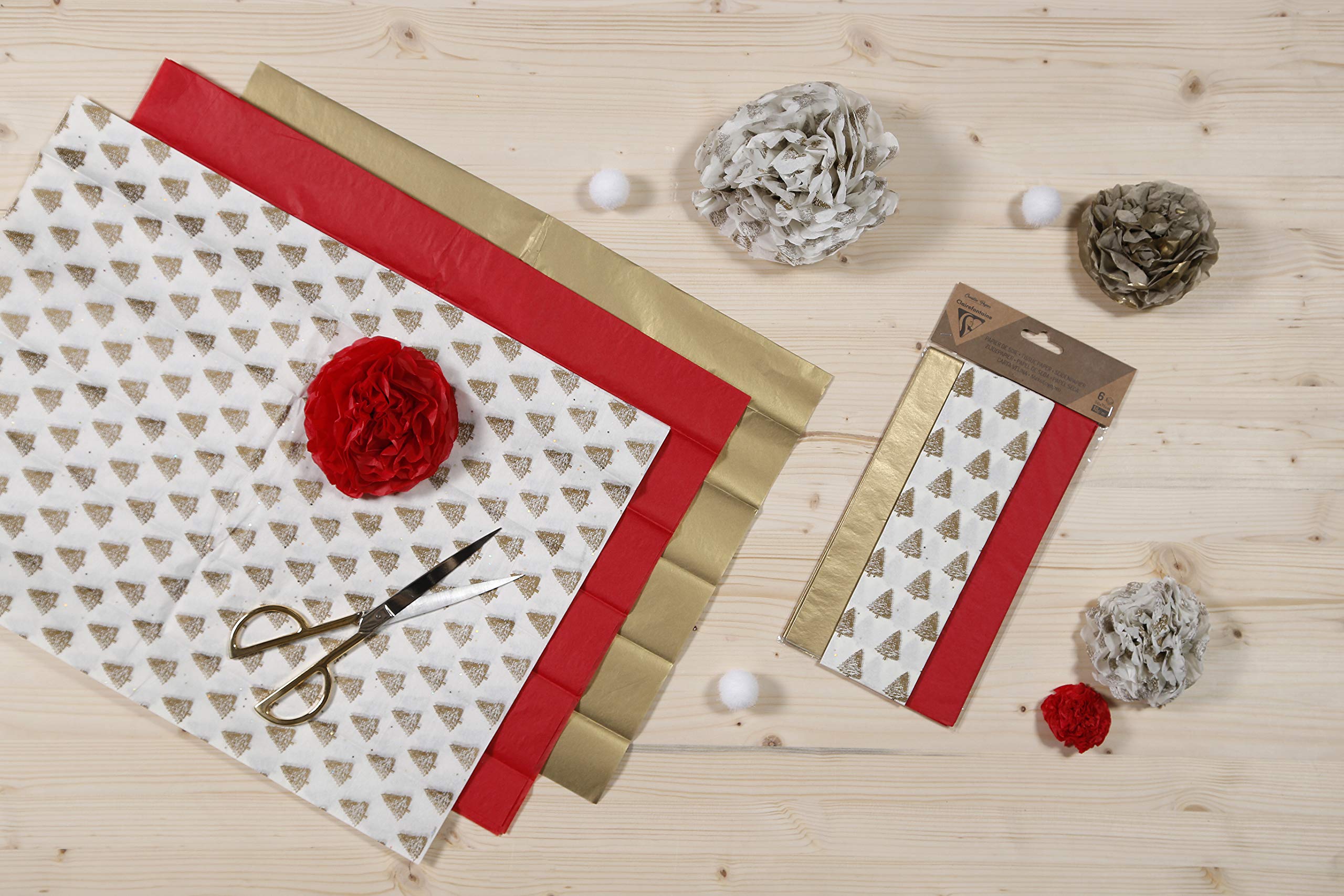 clairefontaine-seidenpapier-weihnachten-50-x-75-cm-6-blatt-tannenbaum-rot-gold image 3