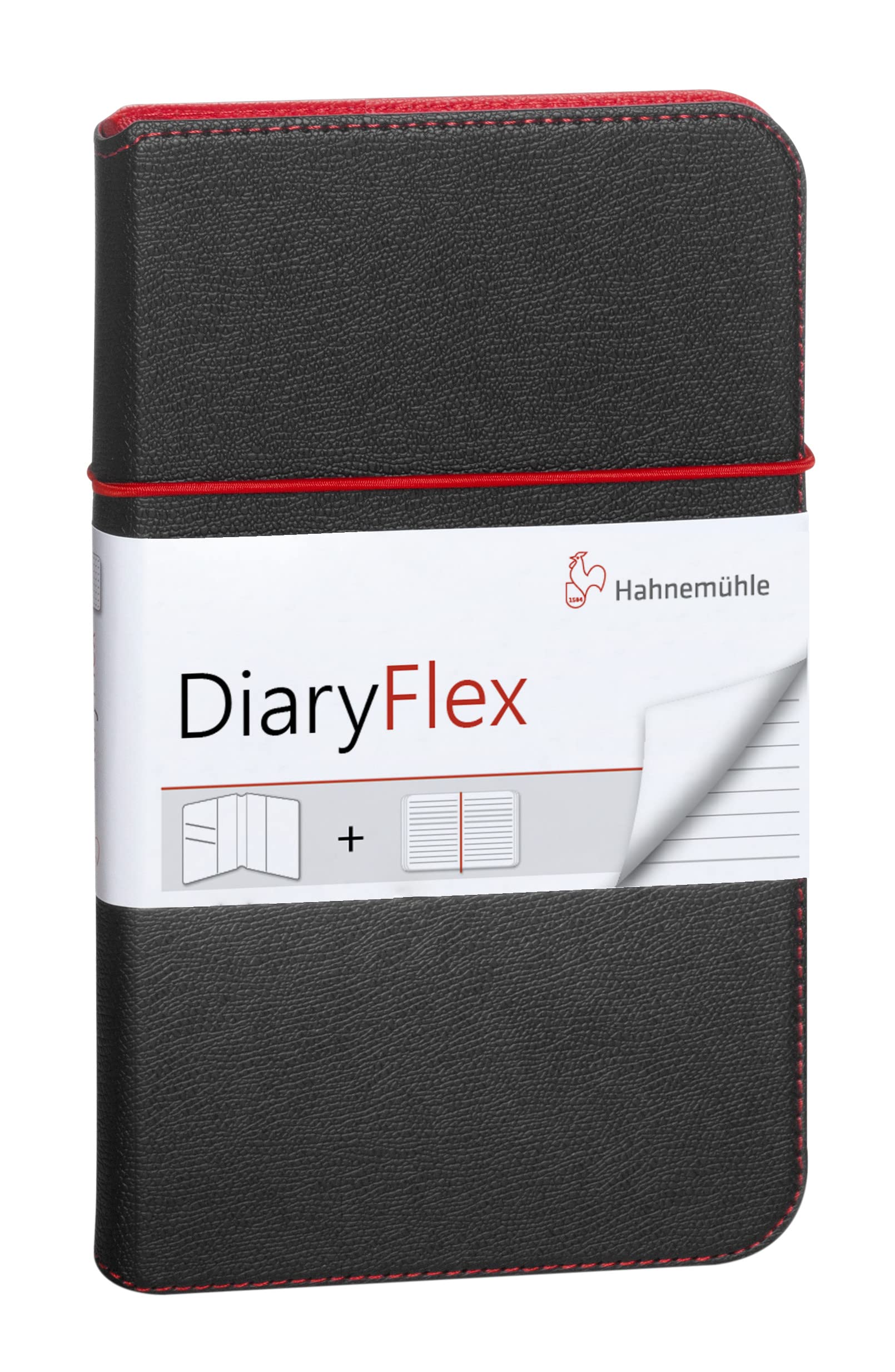 hahnem-hle-diary-flex-notizbuch-liniert-11-5x19cm-nachf-llbar-schwarz image 1