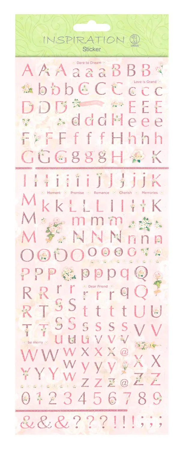 ursus-59700013-flat-sticker-letters-altrosa-mit-glittereffekt-12-4-x-30-4-cm image 1