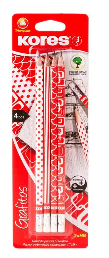 kores-grafitos-hb-bleistifte-retro-rot-wei-dreikant-4-st-ck image 5