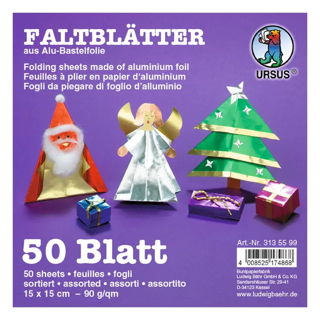 ursus-3135599-faltbl-tter-alu-15-x-15-cm-90-g-qm-50-blatt-sortiert-in-10-farbkom image 1