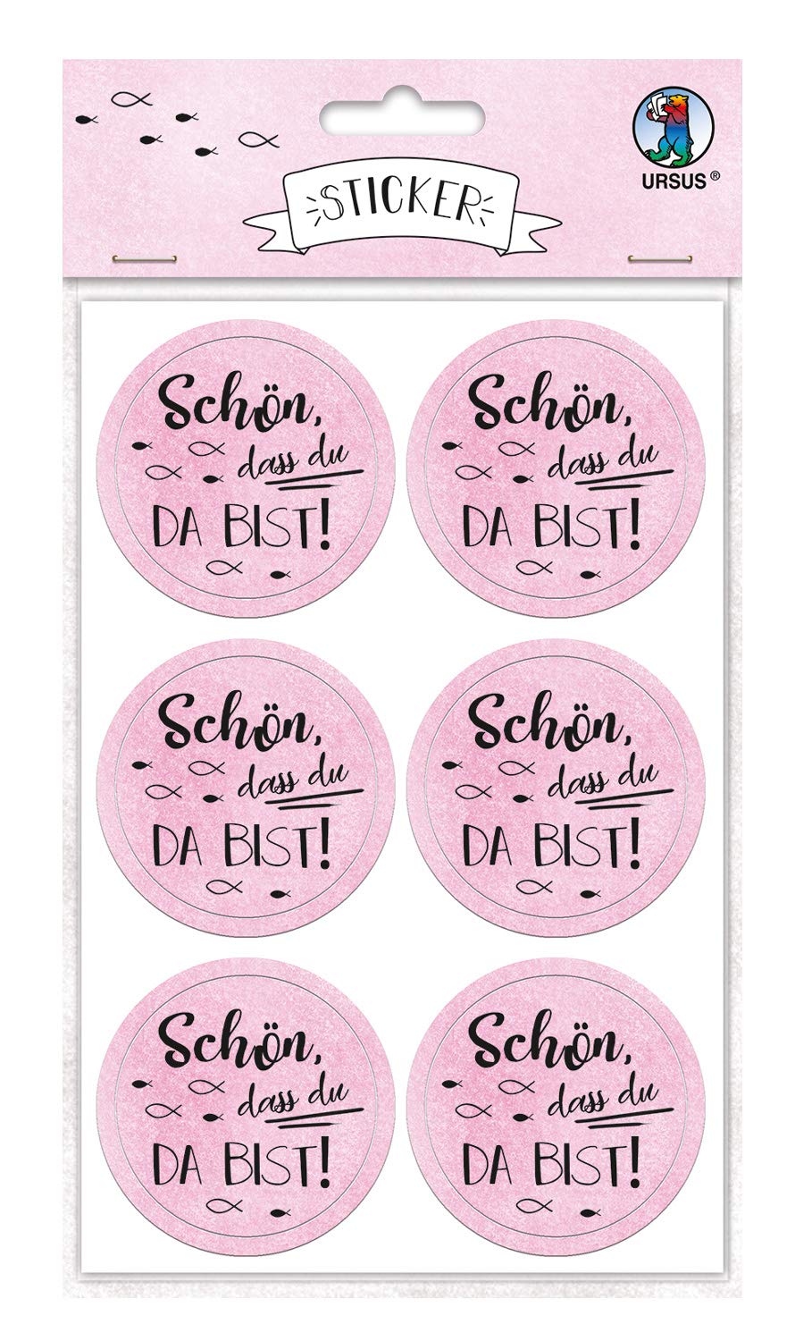 ursus-sticker-sch-n-dass-du-da-bist-rosa-selbstklebende-deko-sticker-ca-4-8-cm-2 image 1