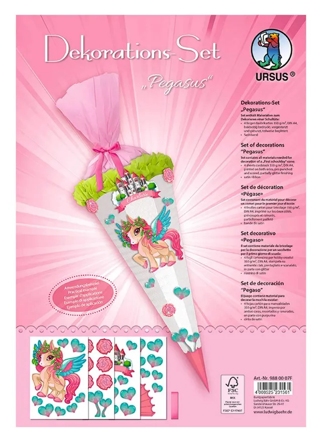 ursus-9880007f-dekorationsset-pegasus-f-r-schult-te-4-bogen-a4-bastelkarton-sati image 1