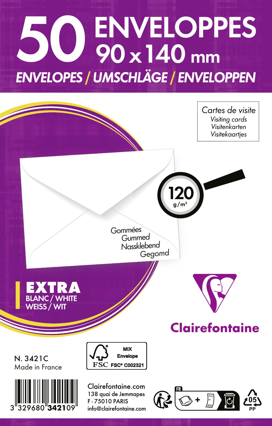 clairefontaine-3421c-50-umschl-ge-9x14cm-visitenkarten-120g-wei image 3