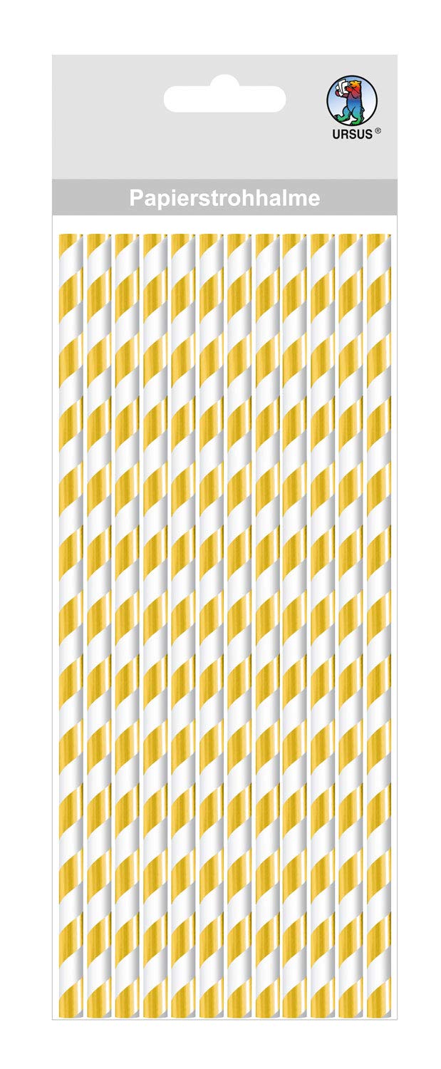 ursus-56850003-papierstrohhalme-mit-streifen-gold-folie-gr-e-s-19-5-cm-24-st-ck image 1
