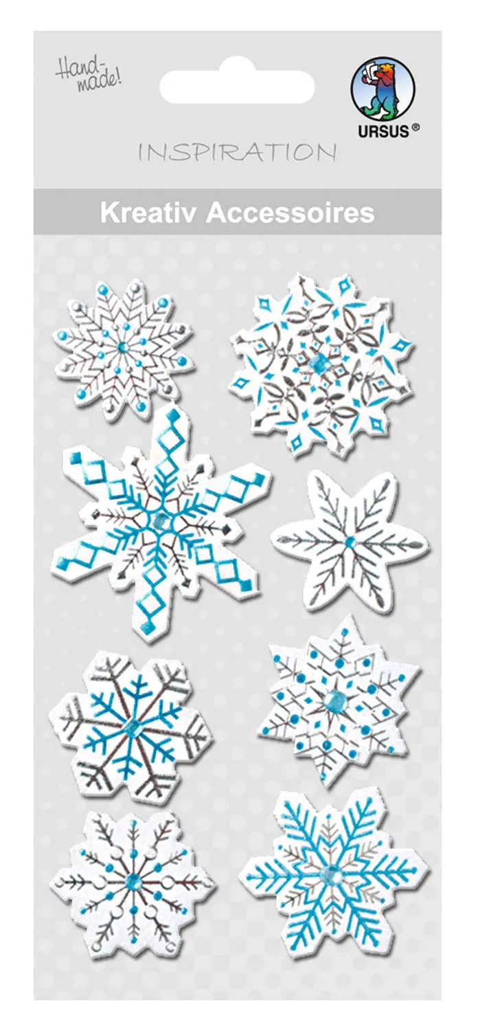 ursus-564000212-kreativ-accessoires-schneestern-blau-8-selbstklebende-sticker image 1