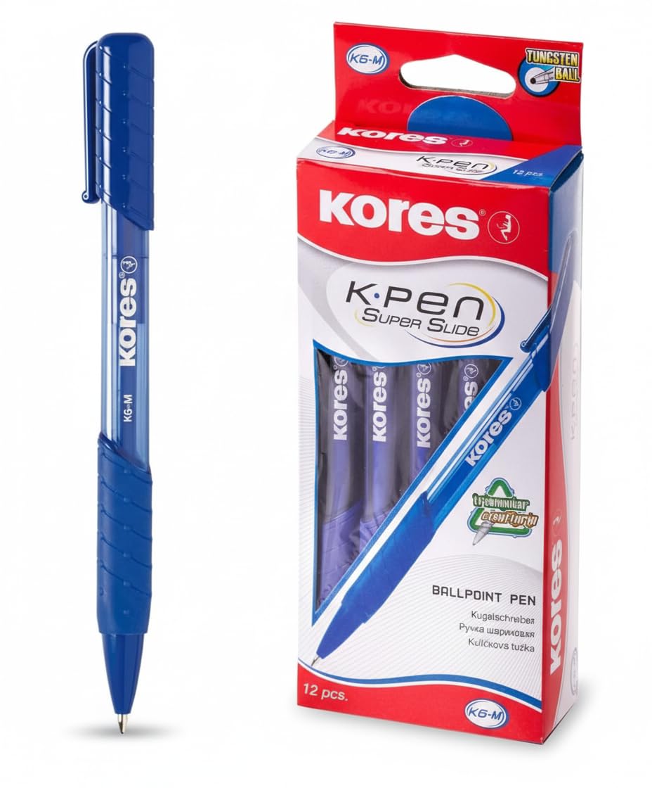 kores-k6-37611-druckkugelschreiber-blau-1-mm-12er-pack image 1