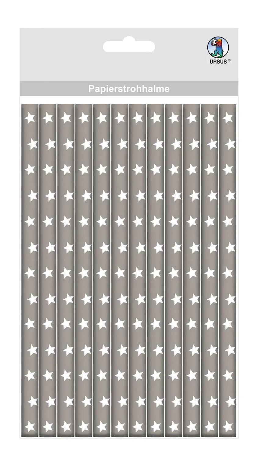 ursus-56770040-papierstrohhalme-sterne-grau-l-19-5-cm-12-st-ck image 1