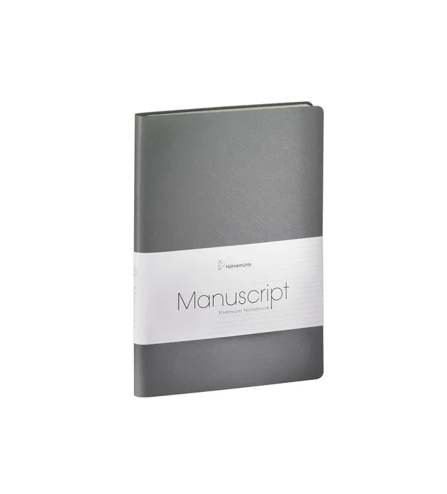 hahnem-hle-finenotes-manuscript-notizbuch-a5-punktiert-100g-m-recyclingleder-gra image 1
