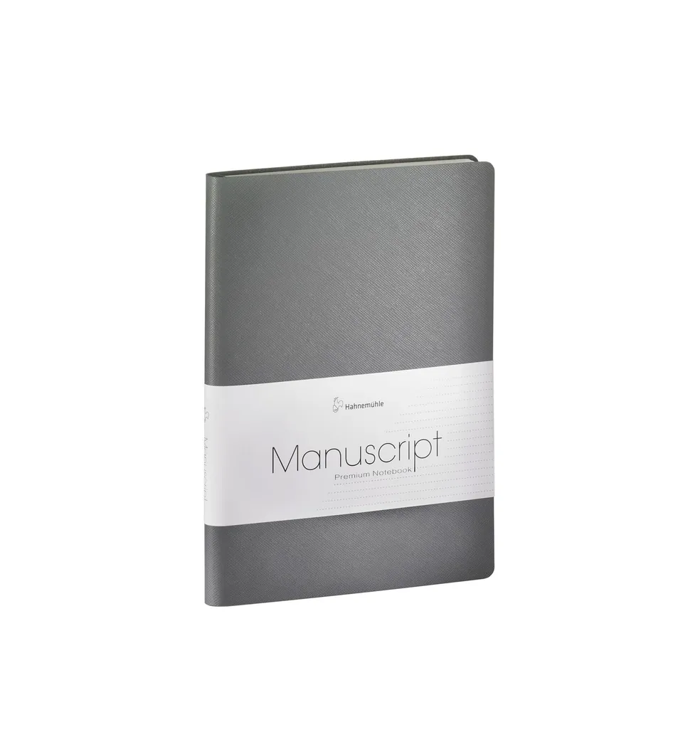 hahnem-hle-finenotes-manuscript-notizbuch-a5-punktiert-100g-m-recyclingleder-gra image 1
