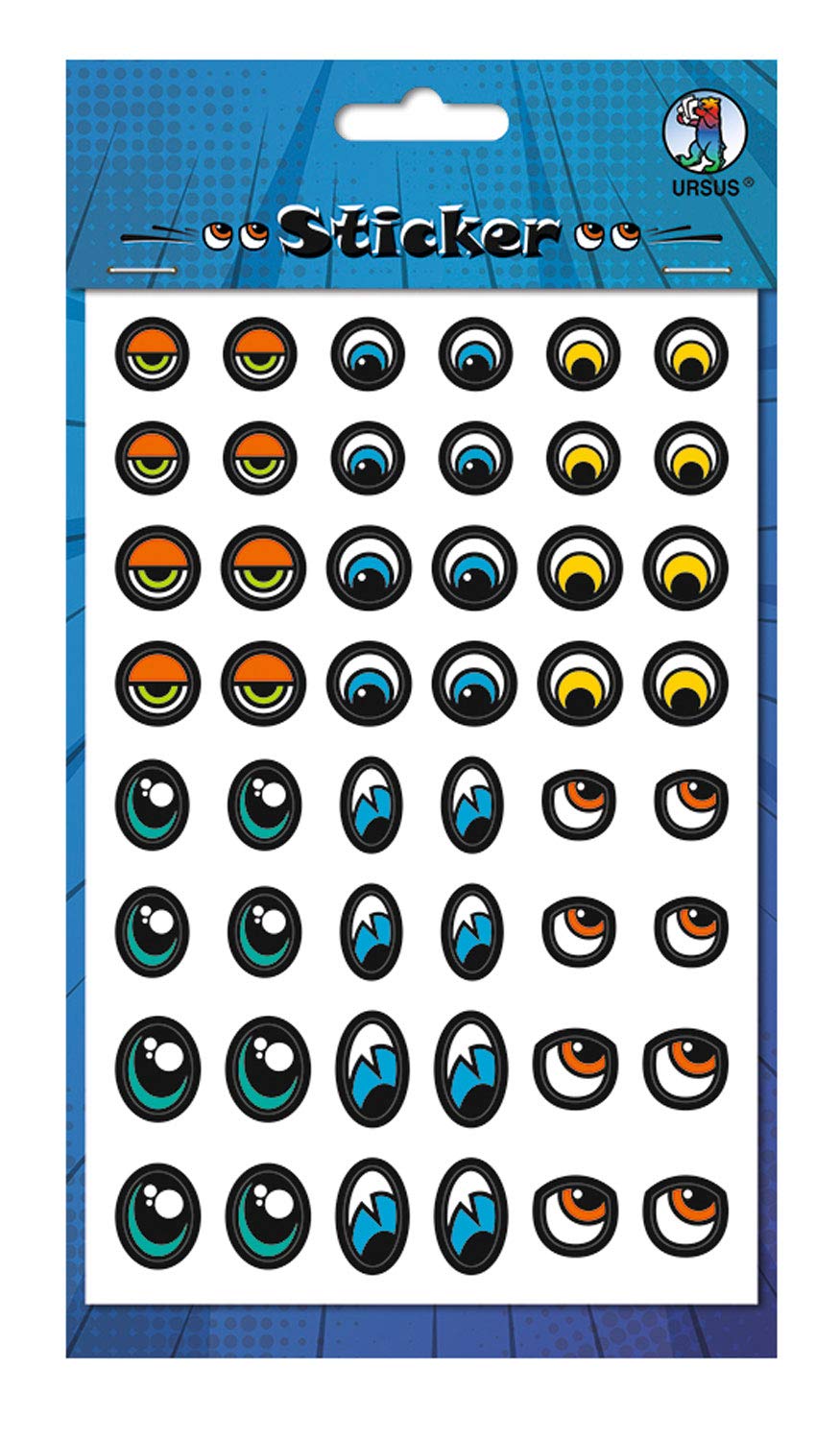 ursus-59520006f-sticker-augen-bunt-selbstklebend-100-augenpaare image 1