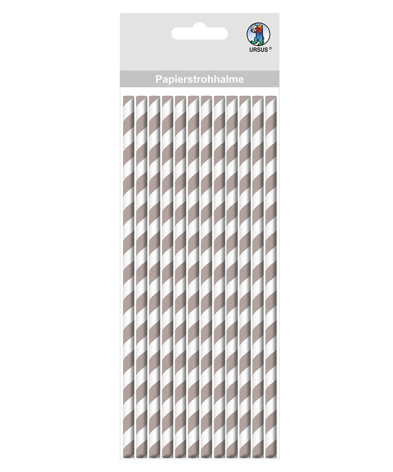 ursus-56750009-papierstrohhalme-mit-streifen-grau-gr-e-s-24-st-ck image 1