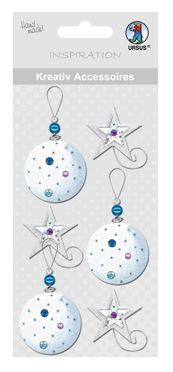 ursus-564000160-kreativ-accessoires-sticker-weihnachtsbaumkugel-und-stern-6-st-c image 1
