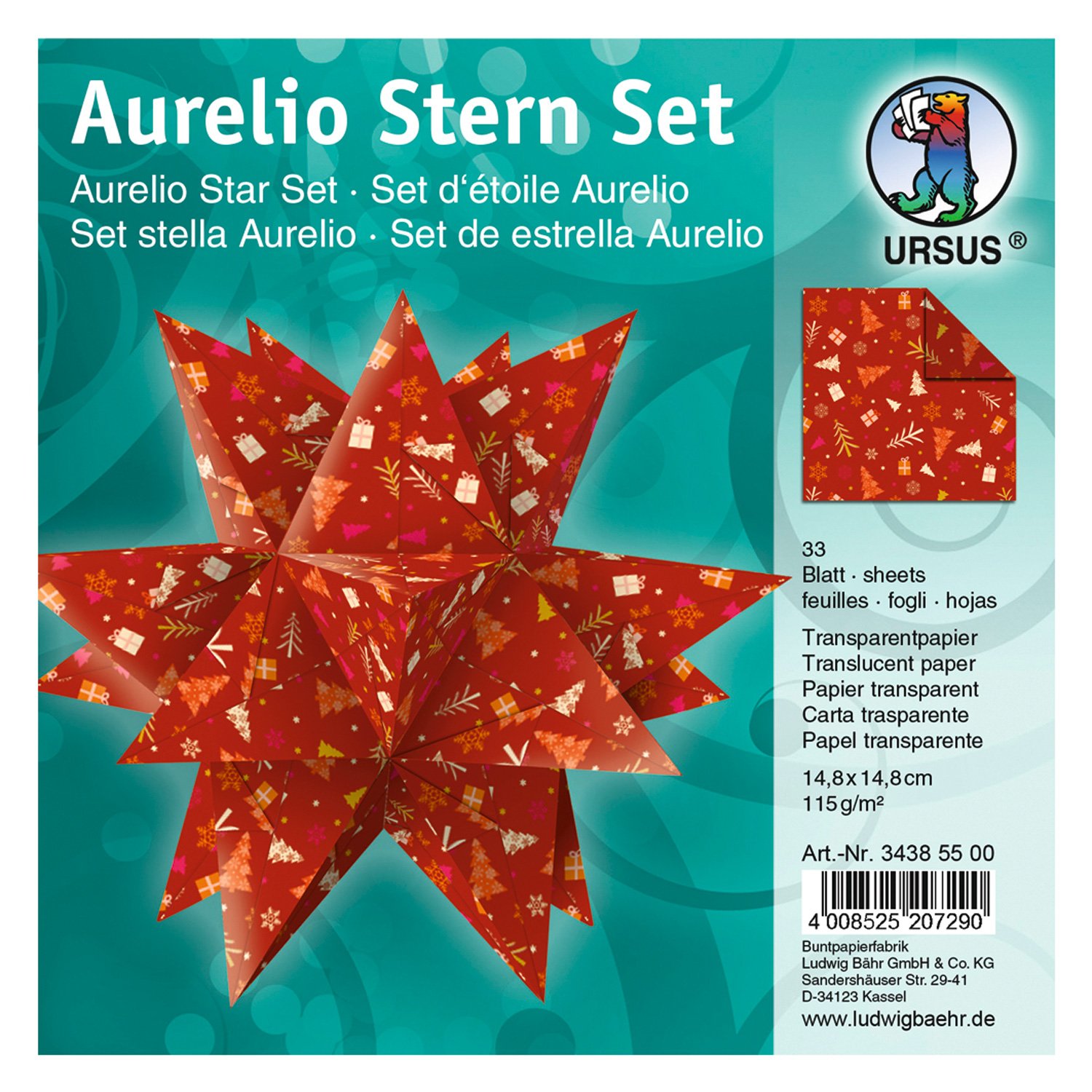 ursus-aurelio-stern-winterzauber-faltbl-tter-rot-orange-33-blatt-14-8x14-8-cm image 1