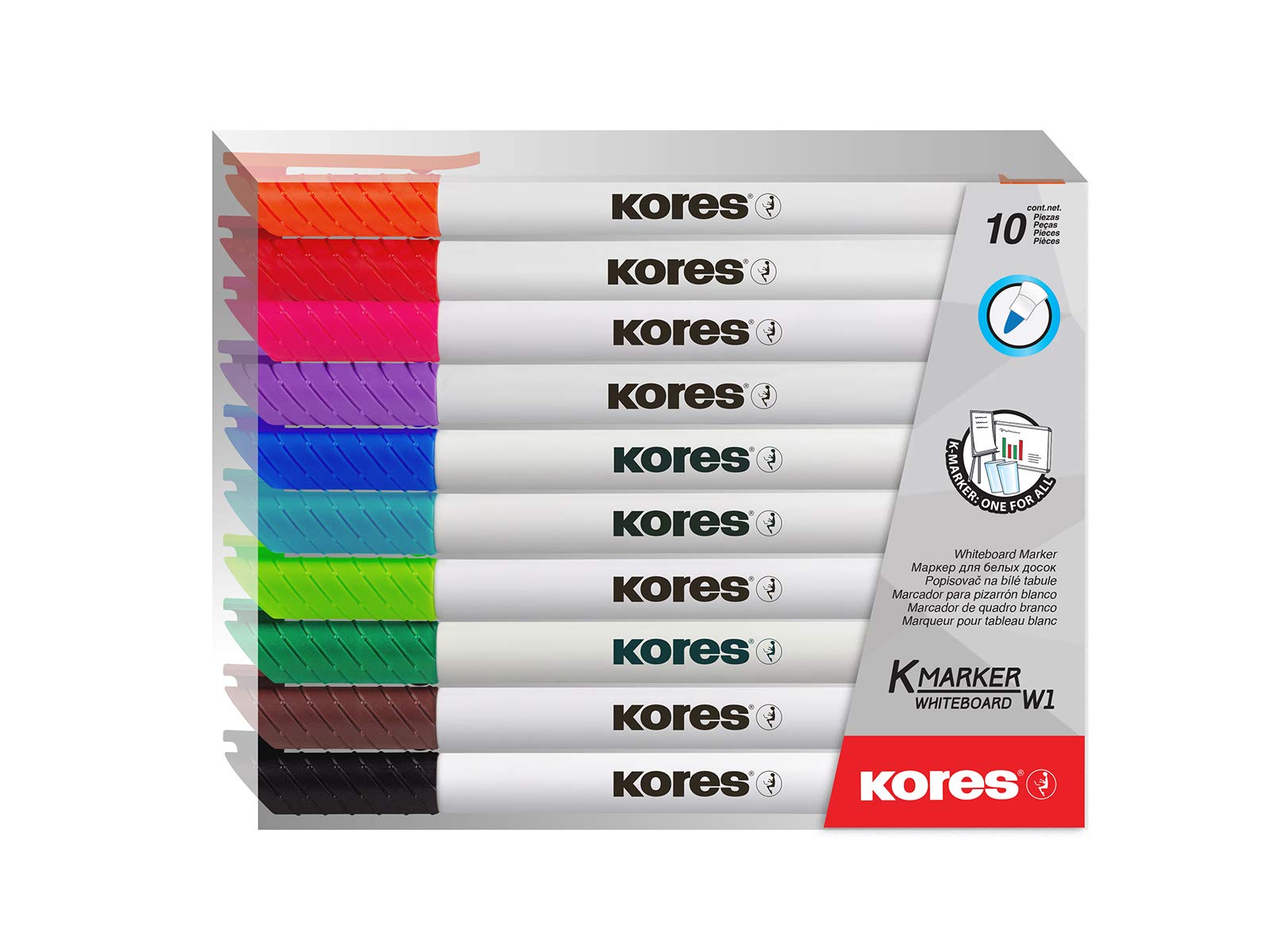 kores-k-marker-whiteboard-marker-set-10-farben-feine-spitze image 1