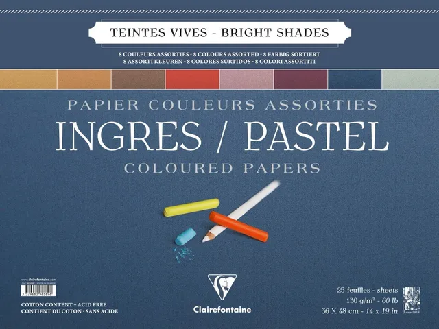 clairefontaine-ingres-zeichenblock-36x48-cm-130g-25-blatt-8-kr-ftige-farben-spir image 1