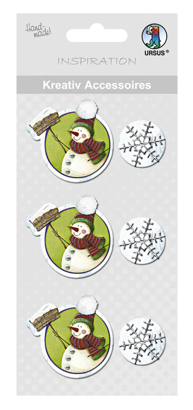 ursus-564000208-kreativ-accessoires-schneemann-und-schneestern-6-st-ck-selbstkle image 1