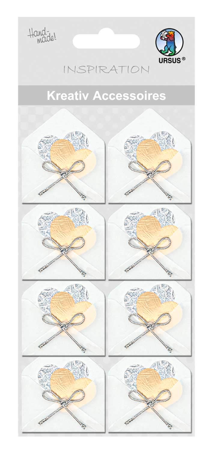 ursus-564000136-kreativ-accessoires-herz-gold-silber-selbstklebende-deko-sticker image 1