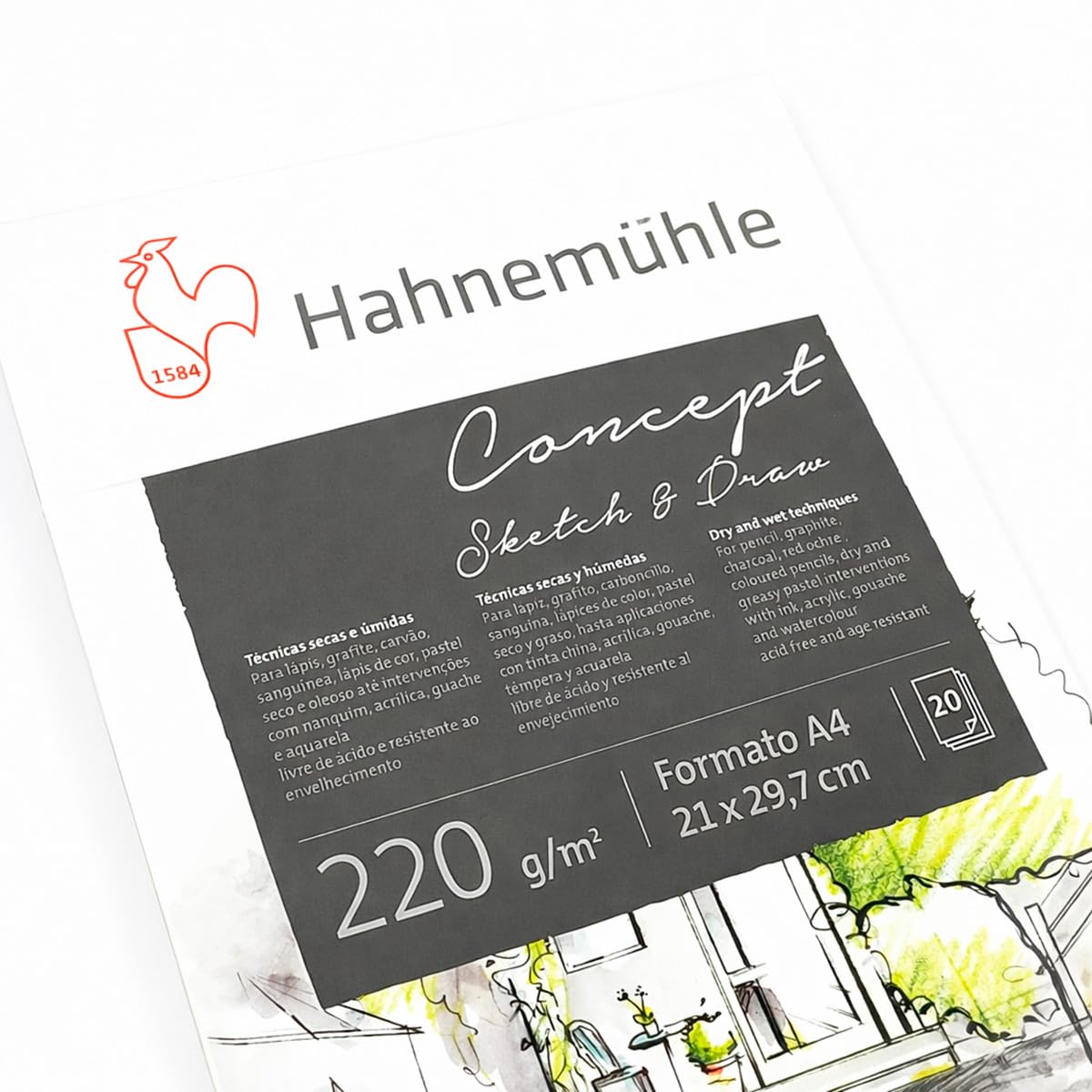 hahnem-hle-concept-sketch-draw-skizzenblock-a4-220-g-m-20-blatt image 4