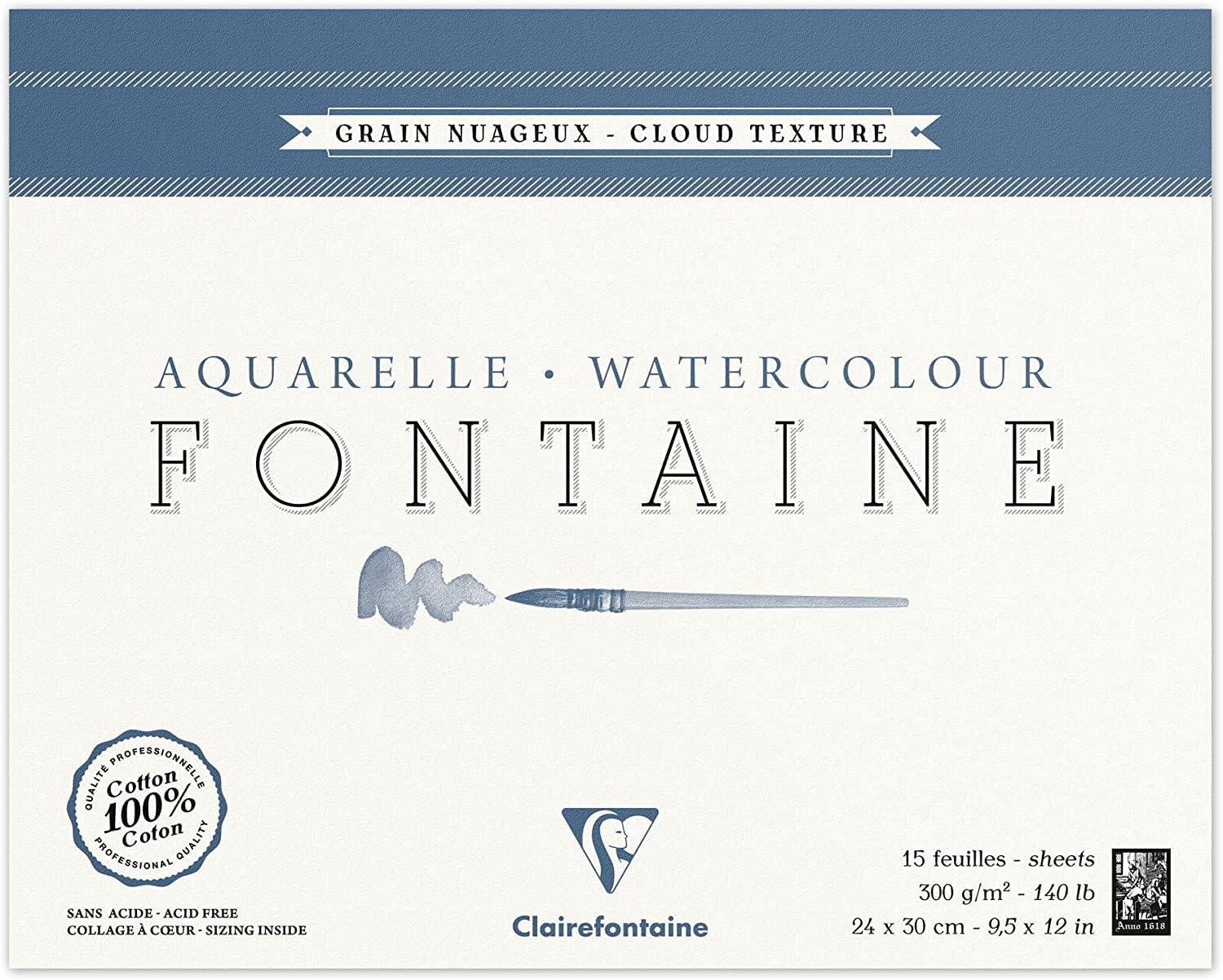clairefontaine-fontaine-malblock-aquarellpapier-24-x-30-cm-15-blatt-300-g-torcho image 1