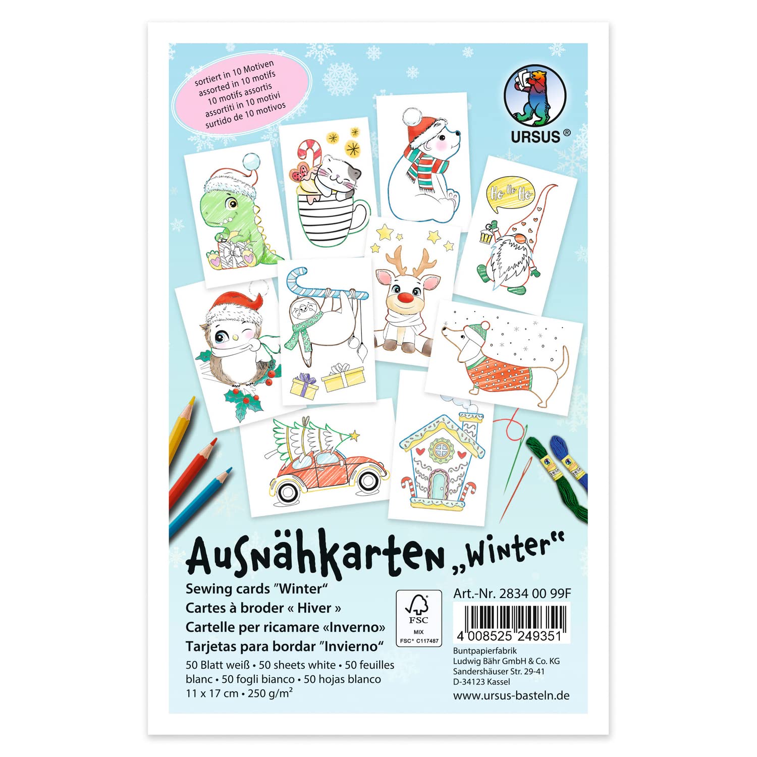 ursus-ausn-hkarten-f-r-kinder-winter-50-stickkarten-11-x-17-cm image 1