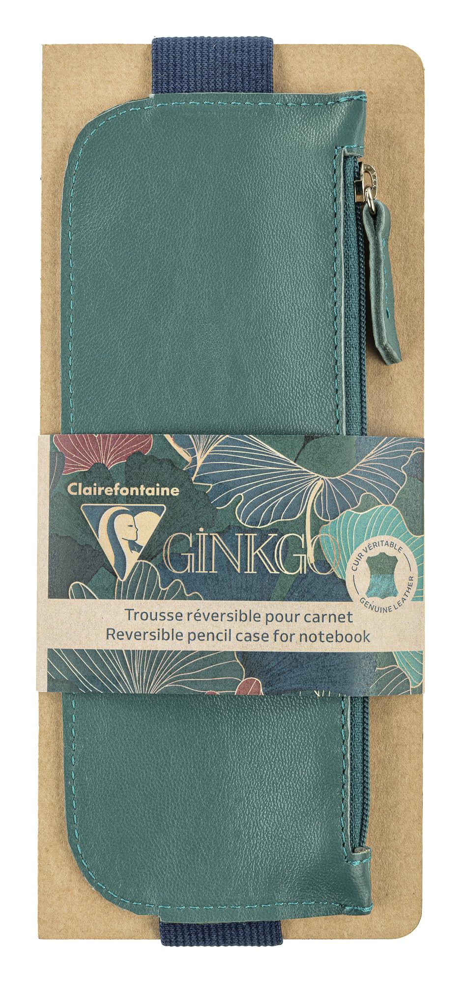 clairefontaine-ginkgo-schlamperm-ppchen-leder-f-r-a5-notizbuch-tannengr-n-indigo image 1