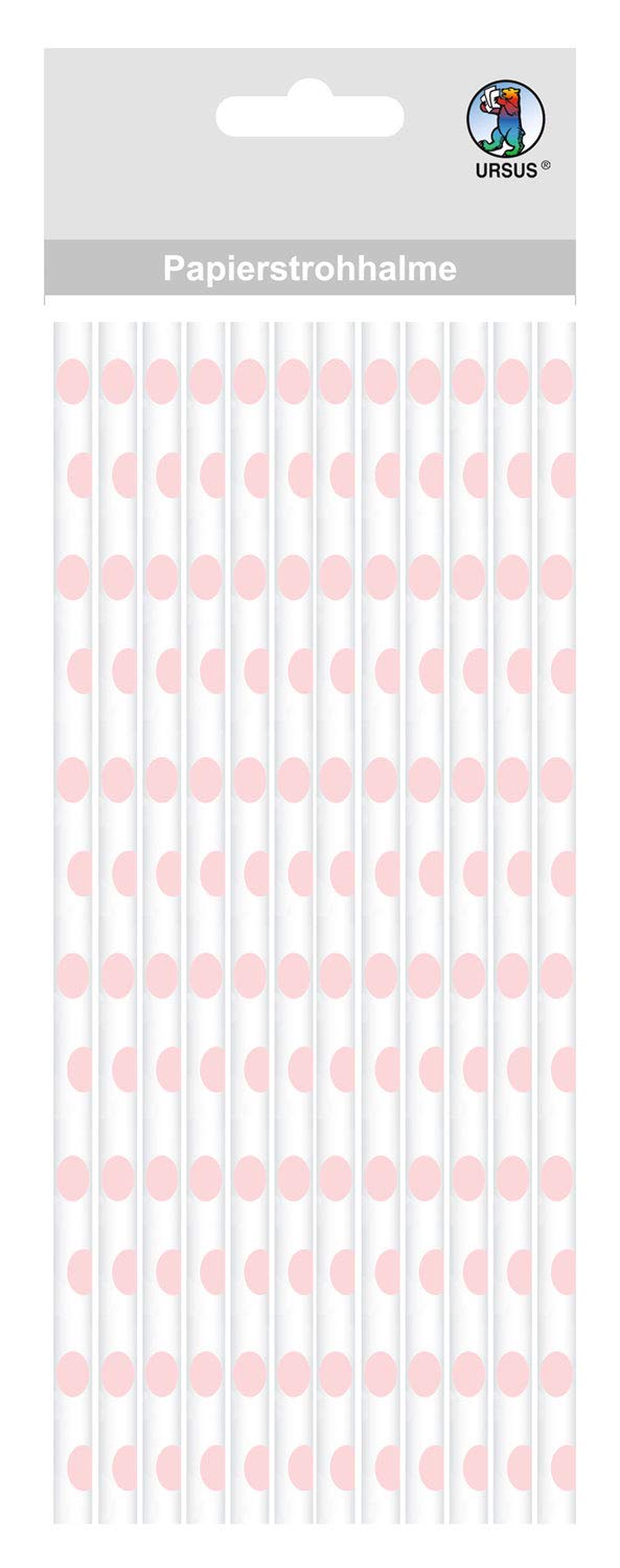 ursus-56770026-papierstrohhalme-mit-punkten-rosa-gr-e-l-12-st-ck image 1