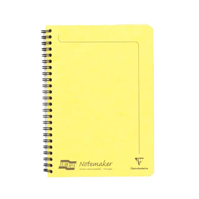 clairefontaine-3096z-europa-notemarker-doppelspiralheft-a5-liniert-60-blatt-zitr image 1