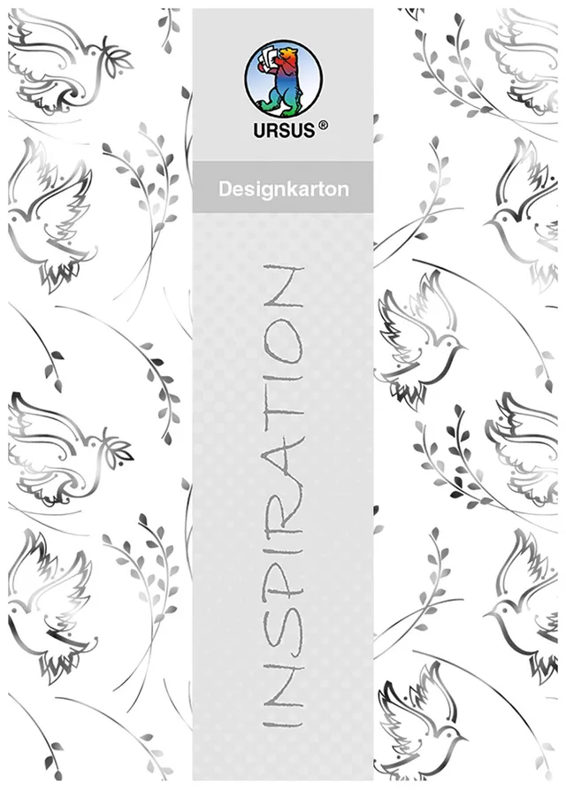 ursus-designkarton-charity-din-a4-tauben-silber-5-blatt-200-g-m-pearl-mit-hei-fo image 1