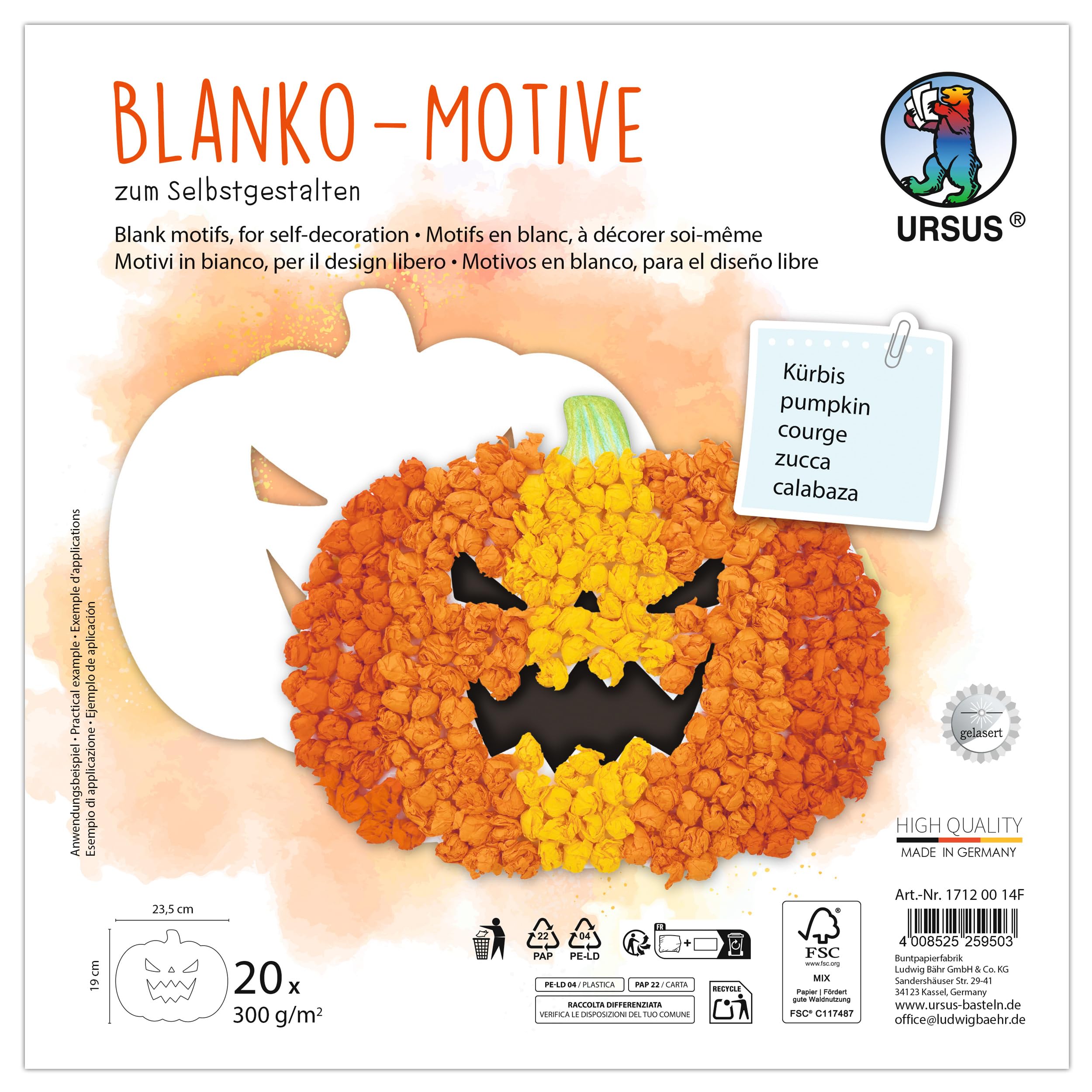 ursus-1713-00-14f-blanko-motive-k-rbis-20-st-ck-fotokarton-300-g-m-23-x-23-cm image 1