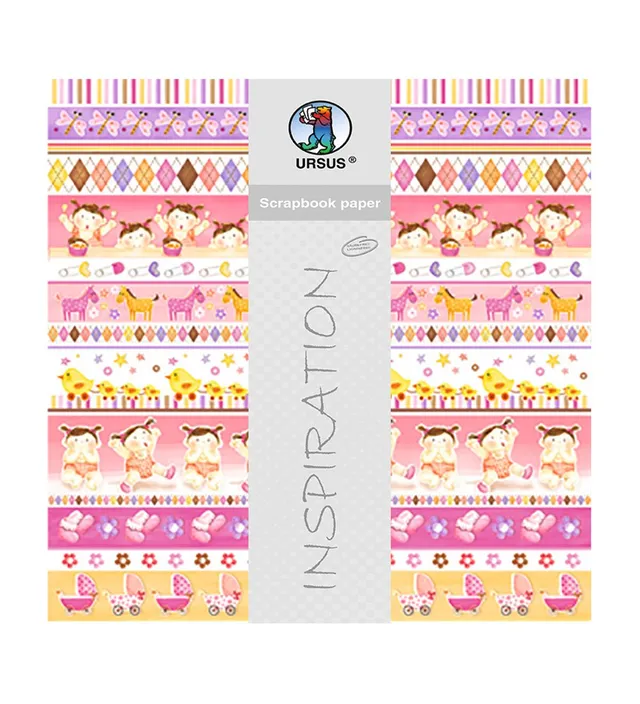 ursus-703000106-premium-glitter-scrapbook-paper-baby-girl-30-5-x-30-5-cm-5-blatt image 1