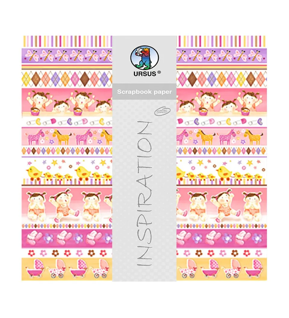 ursus-703000106-premium-glitter-scrapbook-paper-baby-girl-30-5-x-30-5-cm-5-blatt image 1