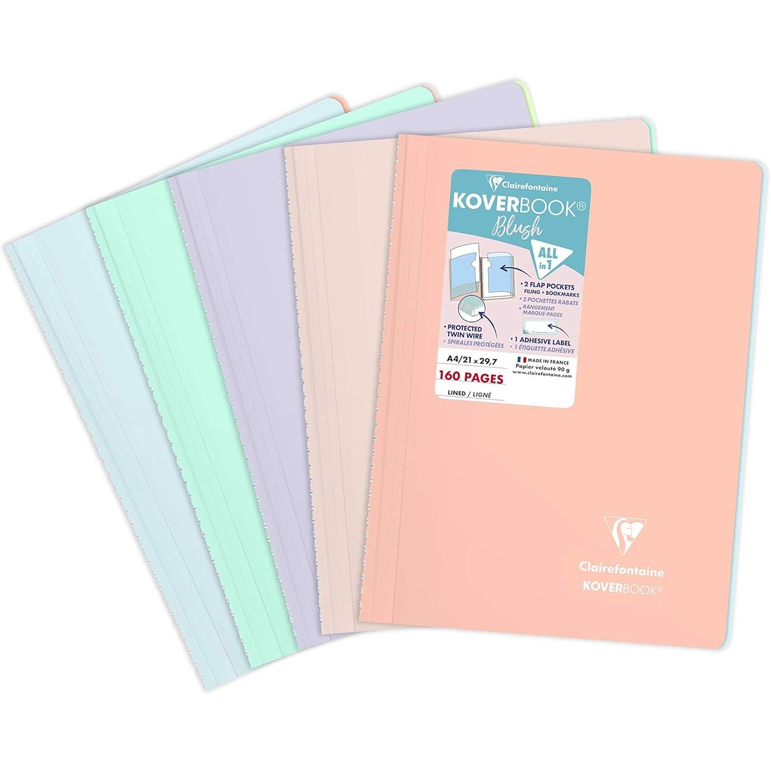 clairefontaine-calligraphe-heft-set-4x-48-blatt-9-x-14-cm-kariert-90-g-sortiert image 4