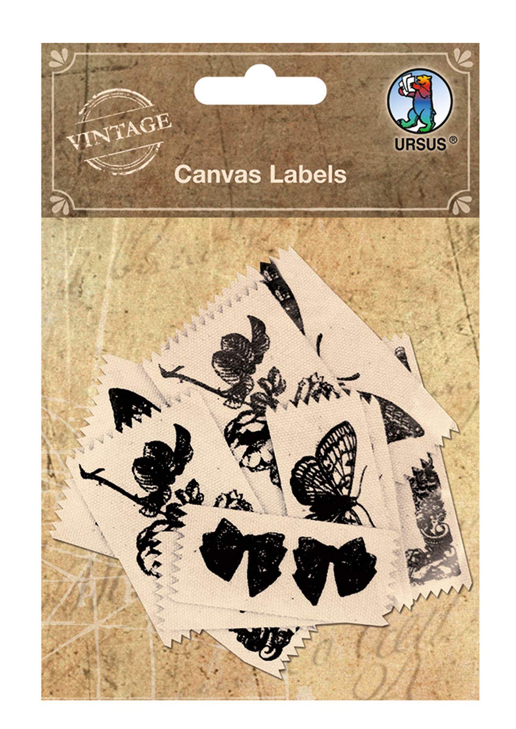 ursus-40690002-canvas-labels-vintage-mit-zackenrand-12-etiketten-aus-leinwandsto image 1