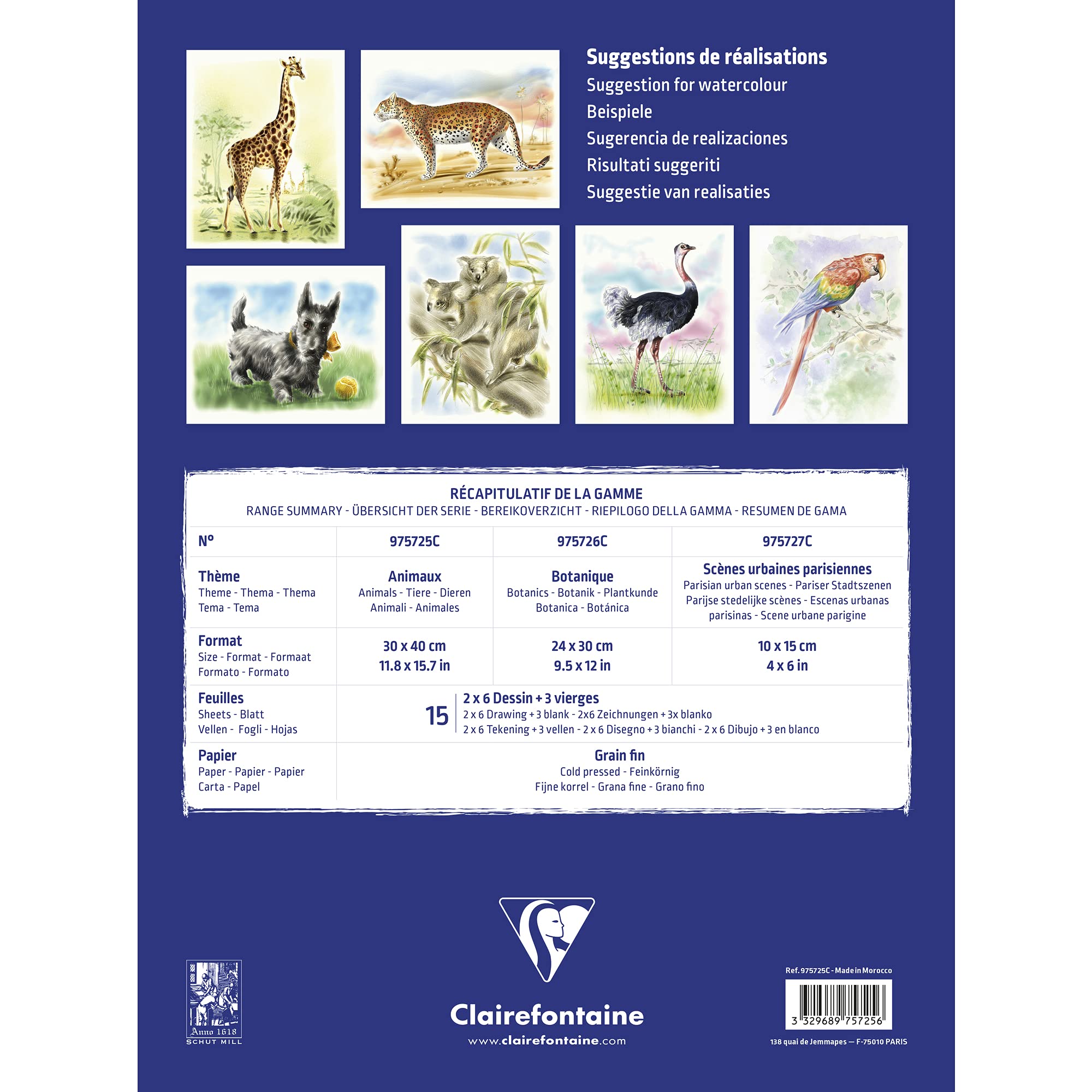 clairefontaine-975725c-aquarellblock-30x40-cm-300g-tiere-mit-vorgezeichneten-mot image 2