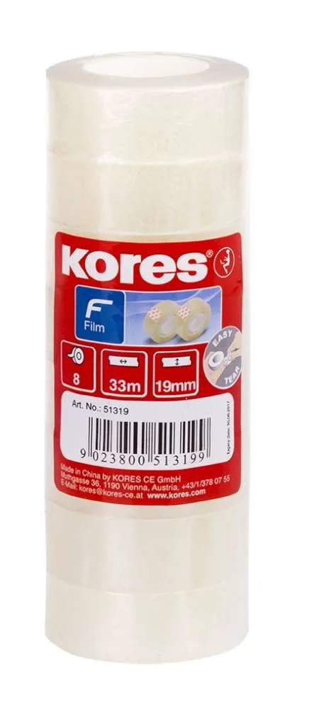 kores-filmklares-klebeband-33-m-x-19-mm-transparentes-band-8-rollen image 1