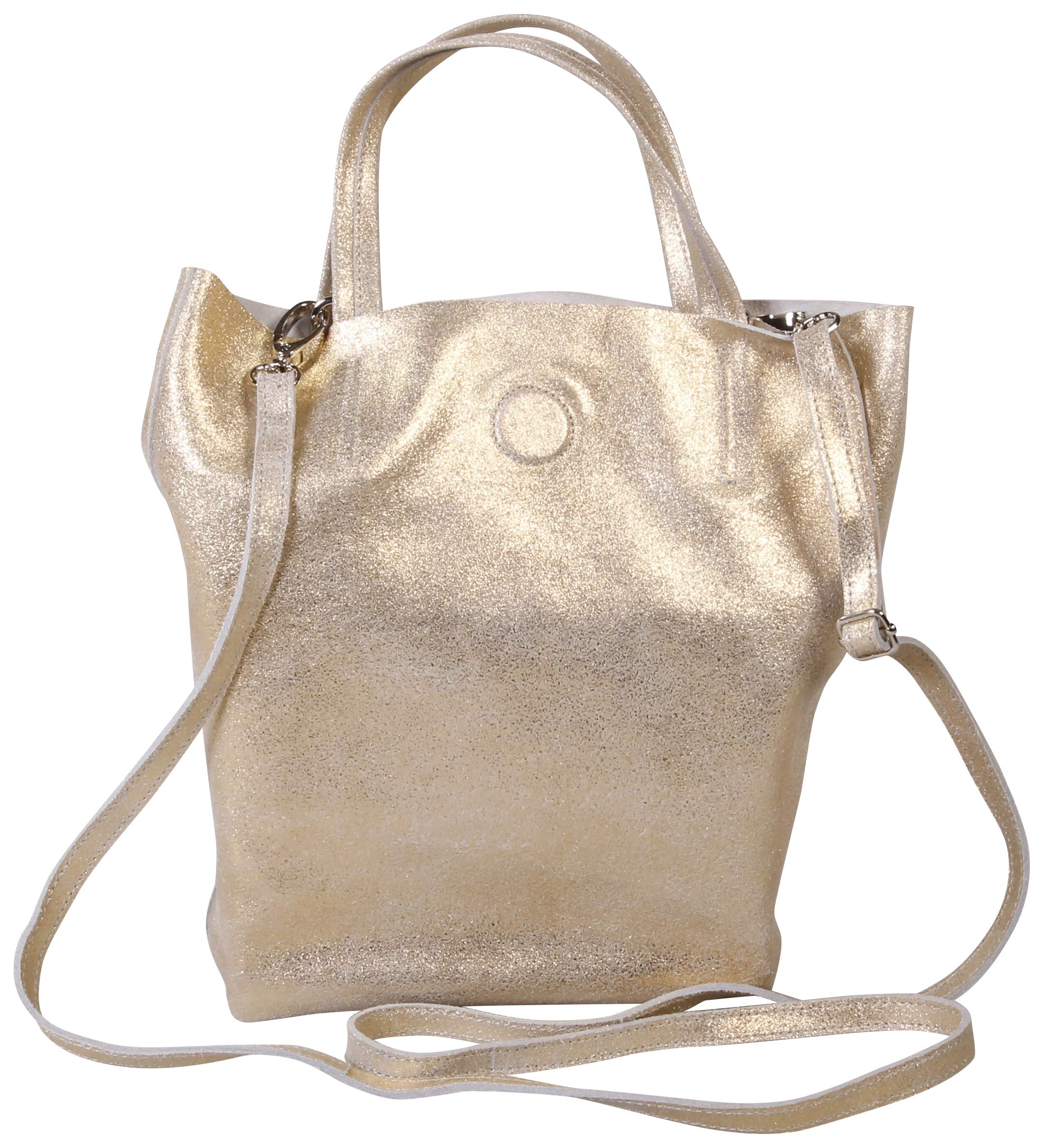 clairefontaine-tasche-plume-rund-aus-lammwildleder-perlmutt-effekt-gold-25x16-5x image 2