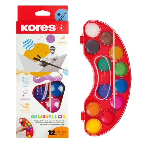 kores-akuarellos-wassermalfarbenset-12-farben-mit-mischpalette-und-pinsel image 6