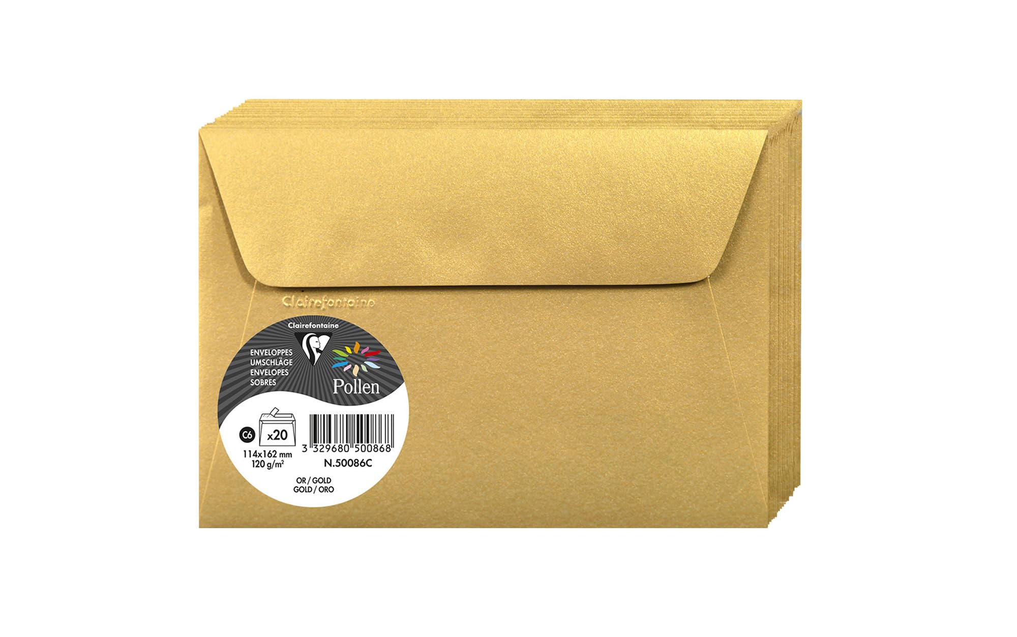 clairefontaine-pollen-umschl-ge-50086c-c6-120g-gold-20-st-ck image 1
