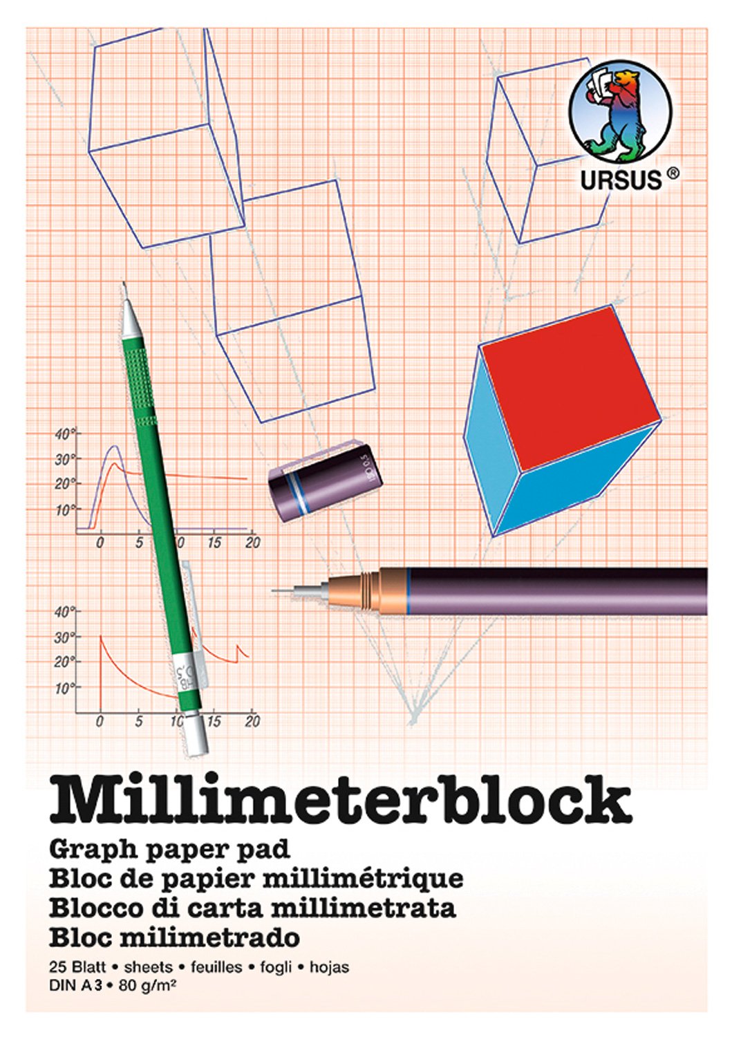 ursus-millimeterblock-din-a3-80g-25-blatt-1mm-raster image 1