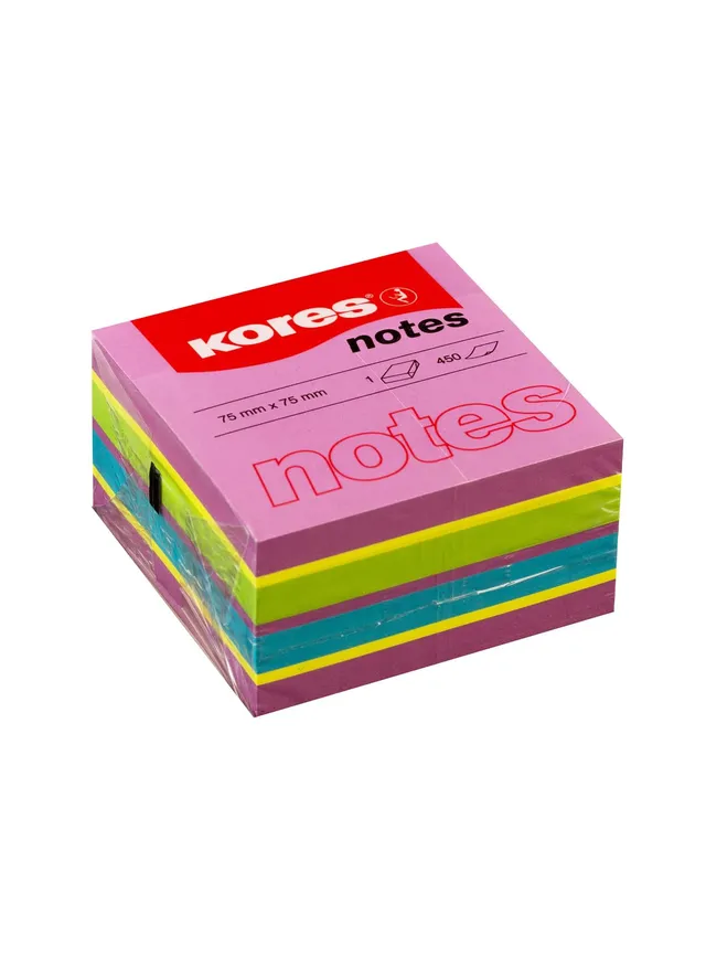 kores-cubo-notes-spring-haftnotiz-w-rfel-75x75mm-450-blatt-4-neonfarben image 1