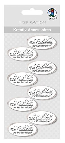 ursus-564000321f-kreativ-accessoires-einladung-zur-konfirmation-8-st-ck-wei-silb image 2