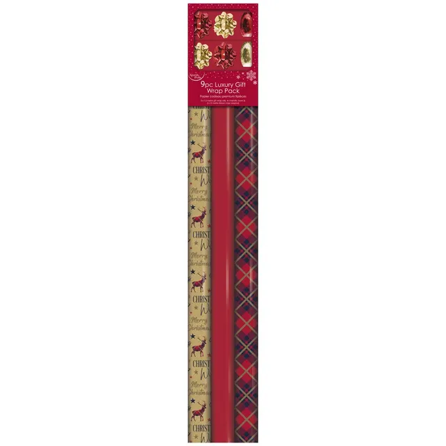 clairefontaine-geschenkpapier-set-3-rollen-70-g-mit-spulen-rot-gold-tartan image 1