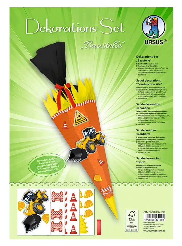 ursus-9880010f-dekorationsset-baustelle-f-r-schult-te-68-x-20-cm image 1