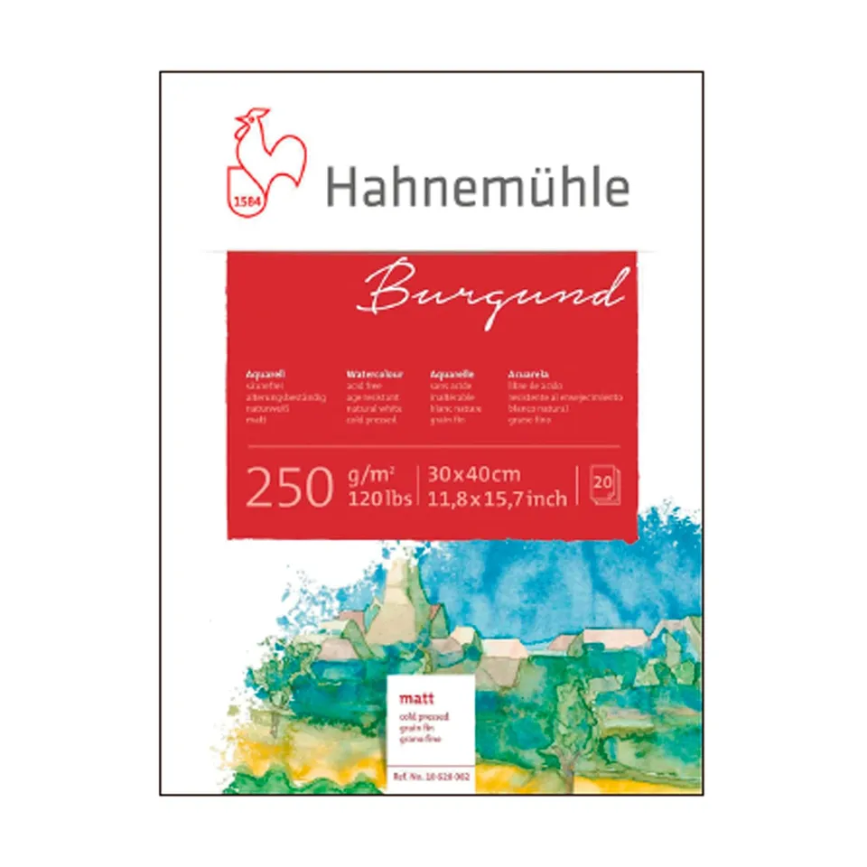 hahnem-hle-akademie-aquarellkarton-bordeaux-matt-250-g-m-17x24-cm-20-blatt image 1