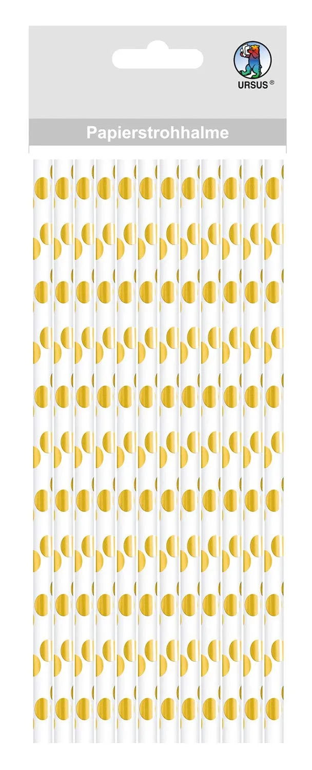ursus-papierstrohhalme-punkte-gold-gr-e-s-19-5-cm-24-st-ck image 1