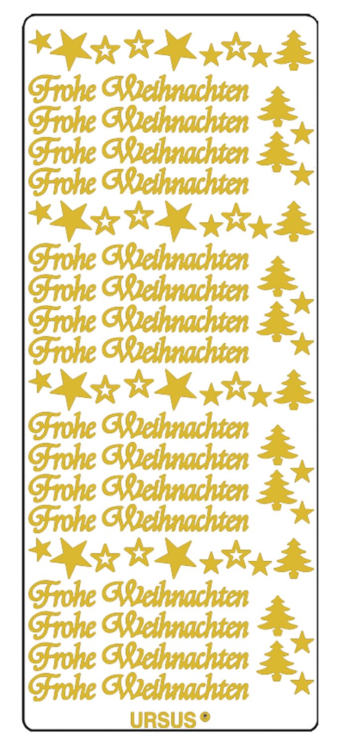 ursus-kreativ-sticker-frohe-weihnachten-1-gold-5-bogen-10x23-cm-selbstklebend image 1