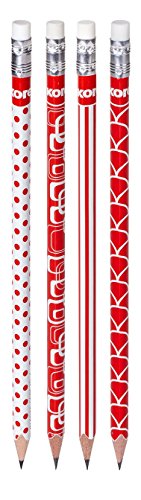 kores-grafitos-hb-bleistifte-retro-rot-wei-dreikant-4-st-ck image 4