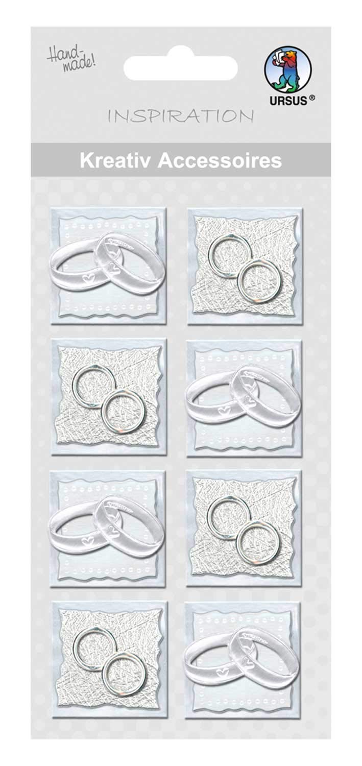 ursus-564000129-kreativ-accessoires-hochzeitsring-silber-8-st-ck-selbstklebend image 1